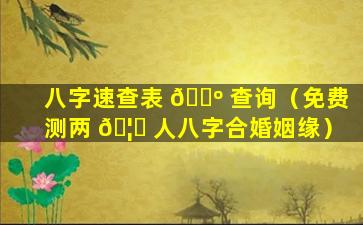 八字速查表 🐺 查询（免费测两 🦅 人八字合婚姻缘）